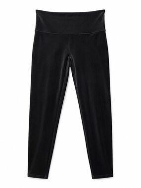 SPANX Black Velvet Leggings with Red Logo Tag